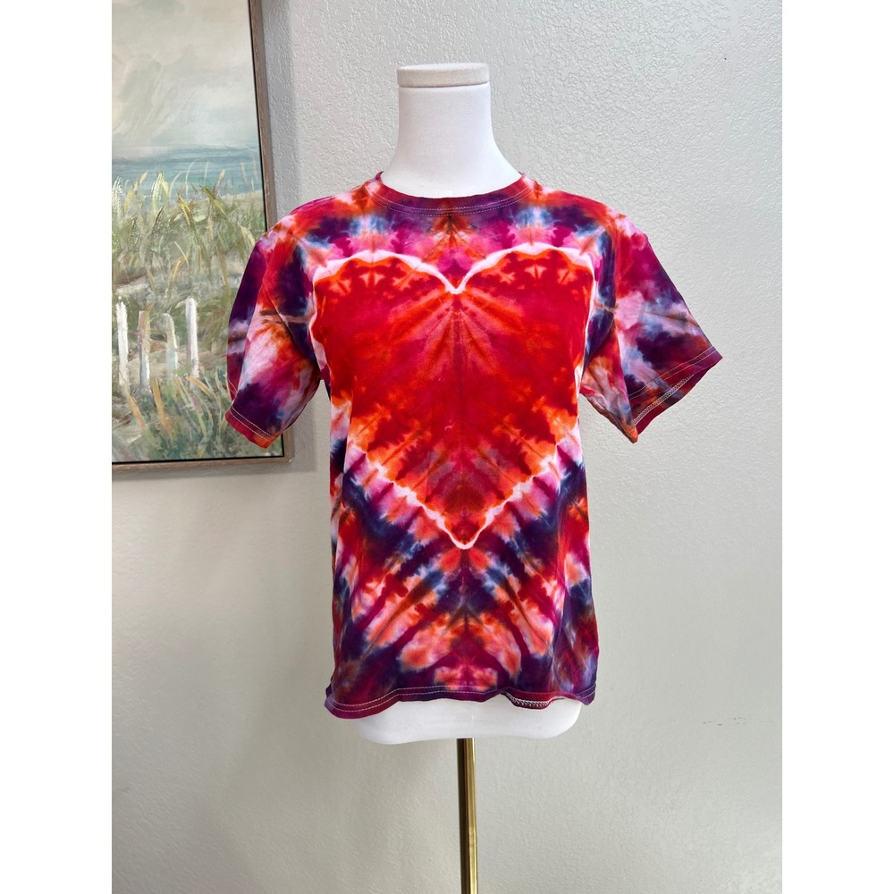 Tie Dye T-Shirt Youth Large Pink Purple Red 100% Cotton Hippie Festival